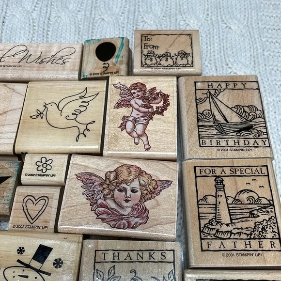 Wooden Stamp Set lot of 26 used stamps - Picture 5 of 10